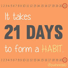 Orange calendar graphic reading it takes 21 days to form a habit